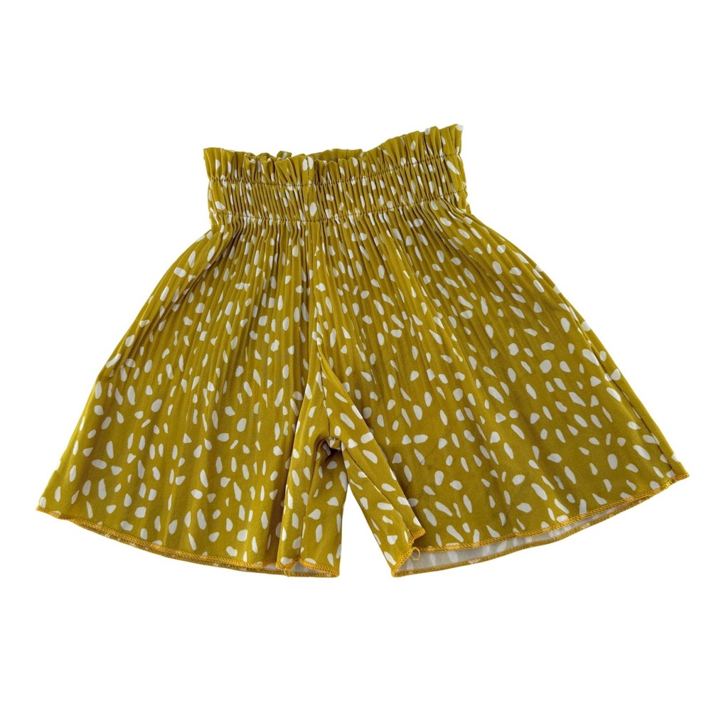 Throwing‎ Tiny Fits Kids Size 3 Mustard White Polka Dot Pleated Shorts